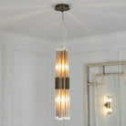 Colmar Antique Brass Pendant Light With Clear Glass Rods by RV Astley