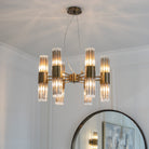 Colmar Antique Brass Chandelier with Glass Shades by RV Astley