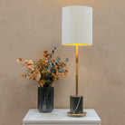 Maxone Antique Brass & Black Marble Table Lamp by RV Astley