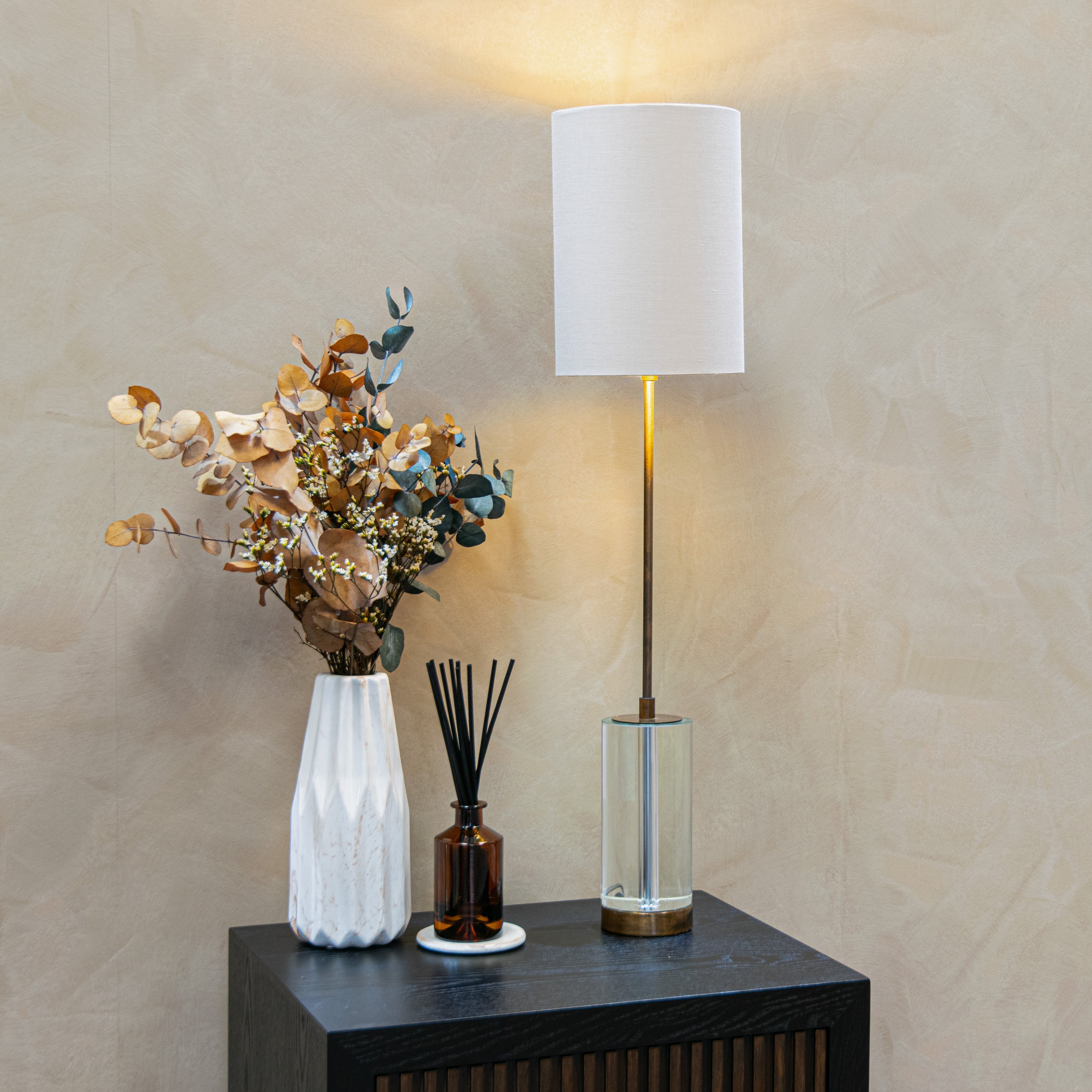 Reno Large Antique Brass Table Lamp - 80cm by RV Astley