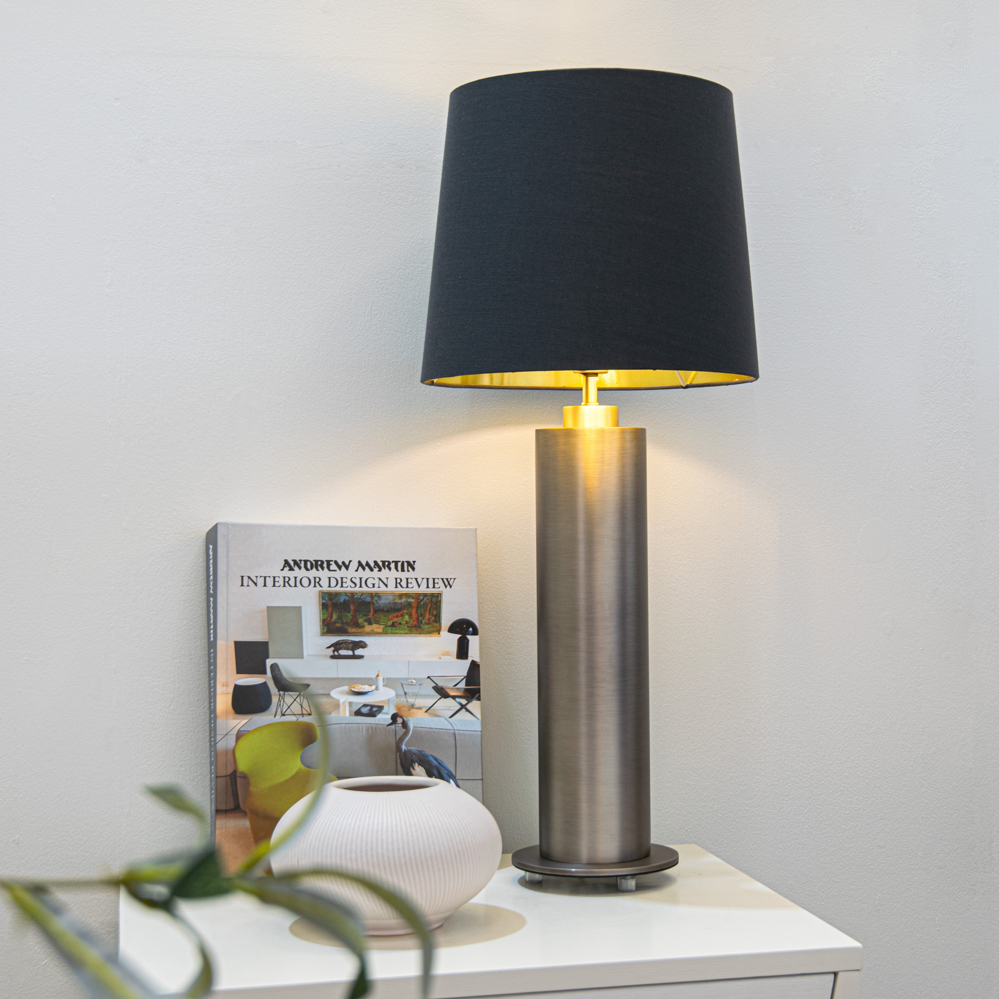 Aniene Brushed Gunmetal Table Lamp by RV Astley