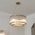 Iona Antique Brass Pendant Light with Crystal Shade by RV Astley