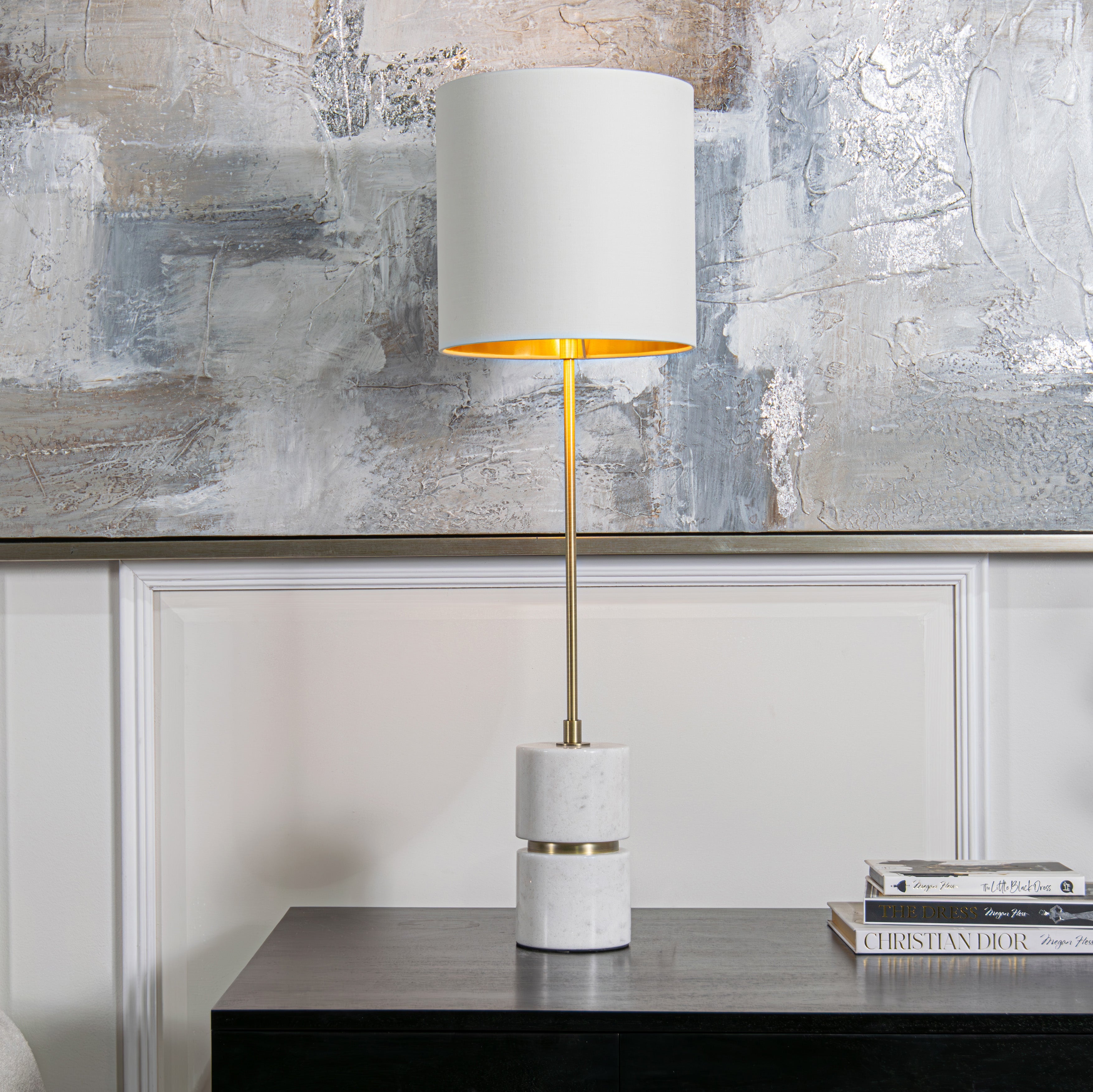 Robyn Tall White Marble Table Lamp by RV Astley