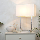 Paris Nickel & White Table Lamp by RV Astley