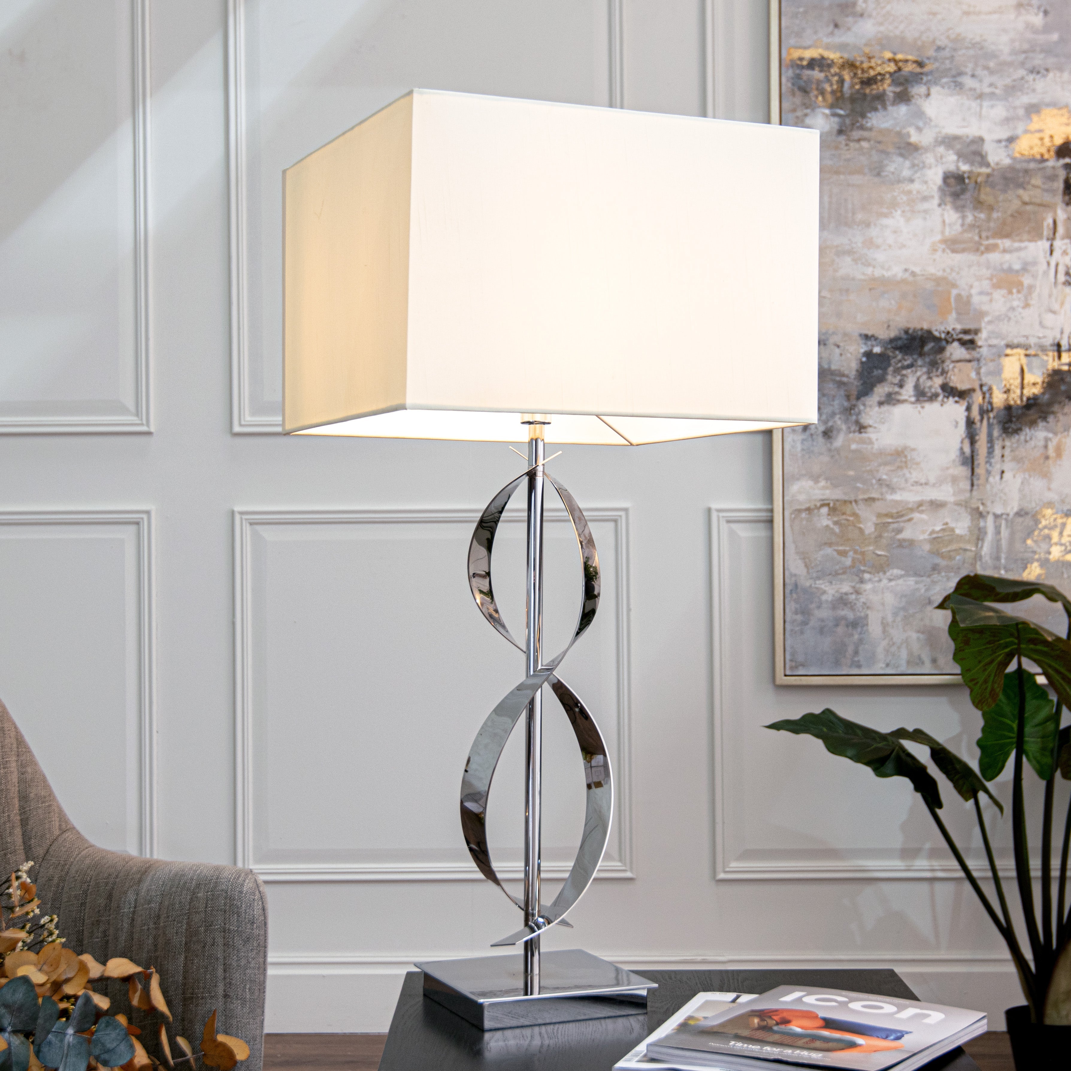Bali Polished Chrome Twist Table Lamp by RV Astley
