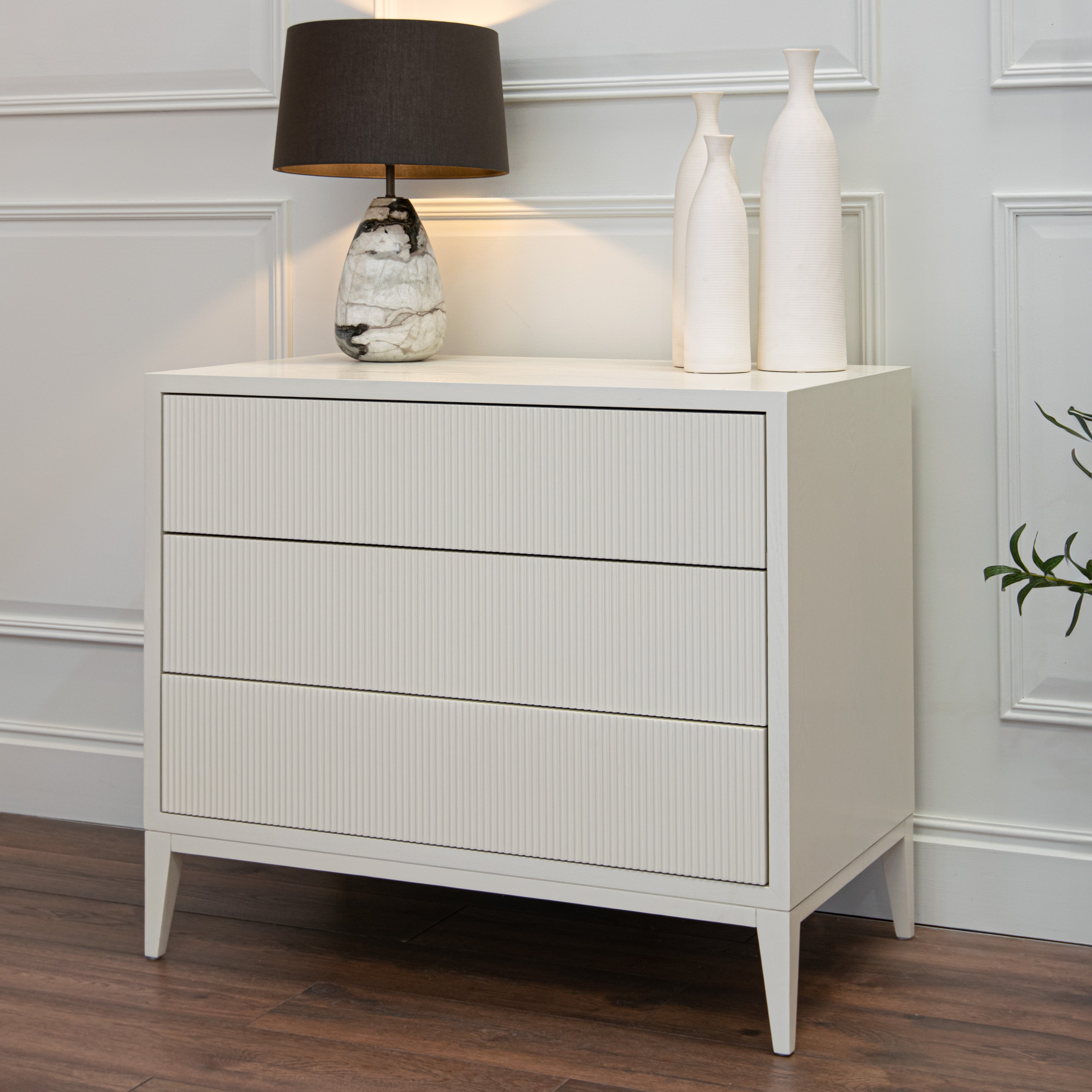 Amur White Finish 3 Drawer Chest by RV Astley