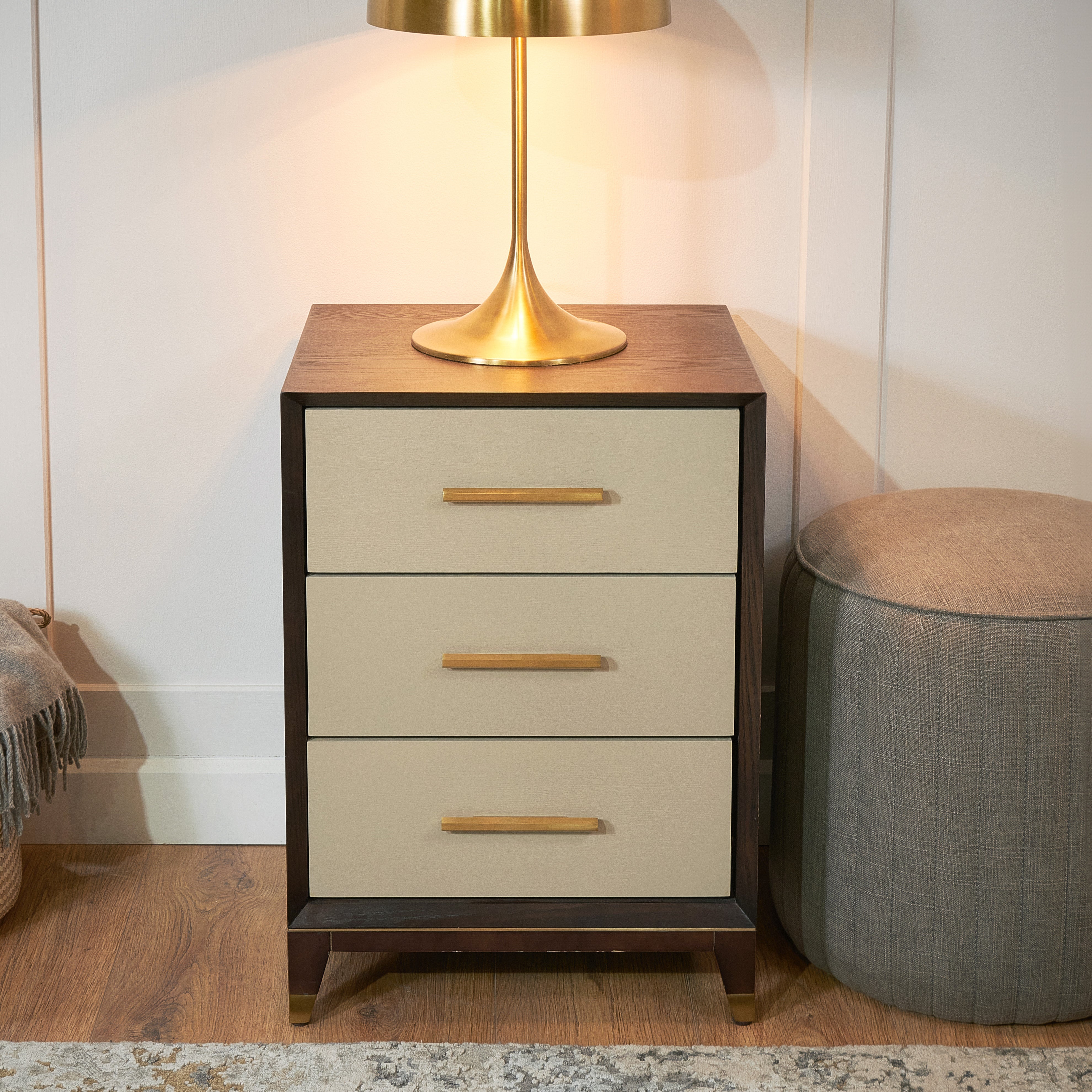 Arnaude Ceramic Grey & Chocolate Bedside Table by RV Astley