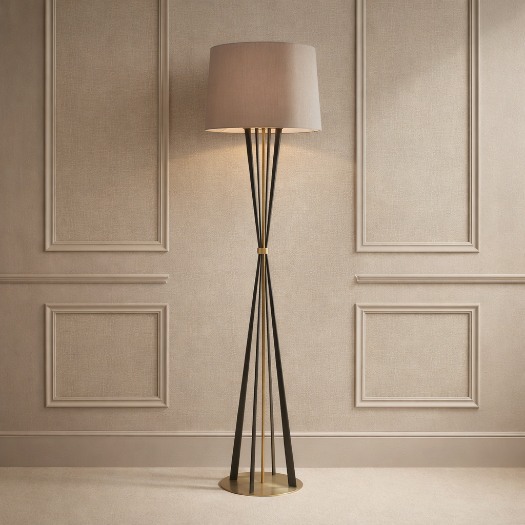 Allai Antique Brass & Bronze Floor Lamp by RV Astley