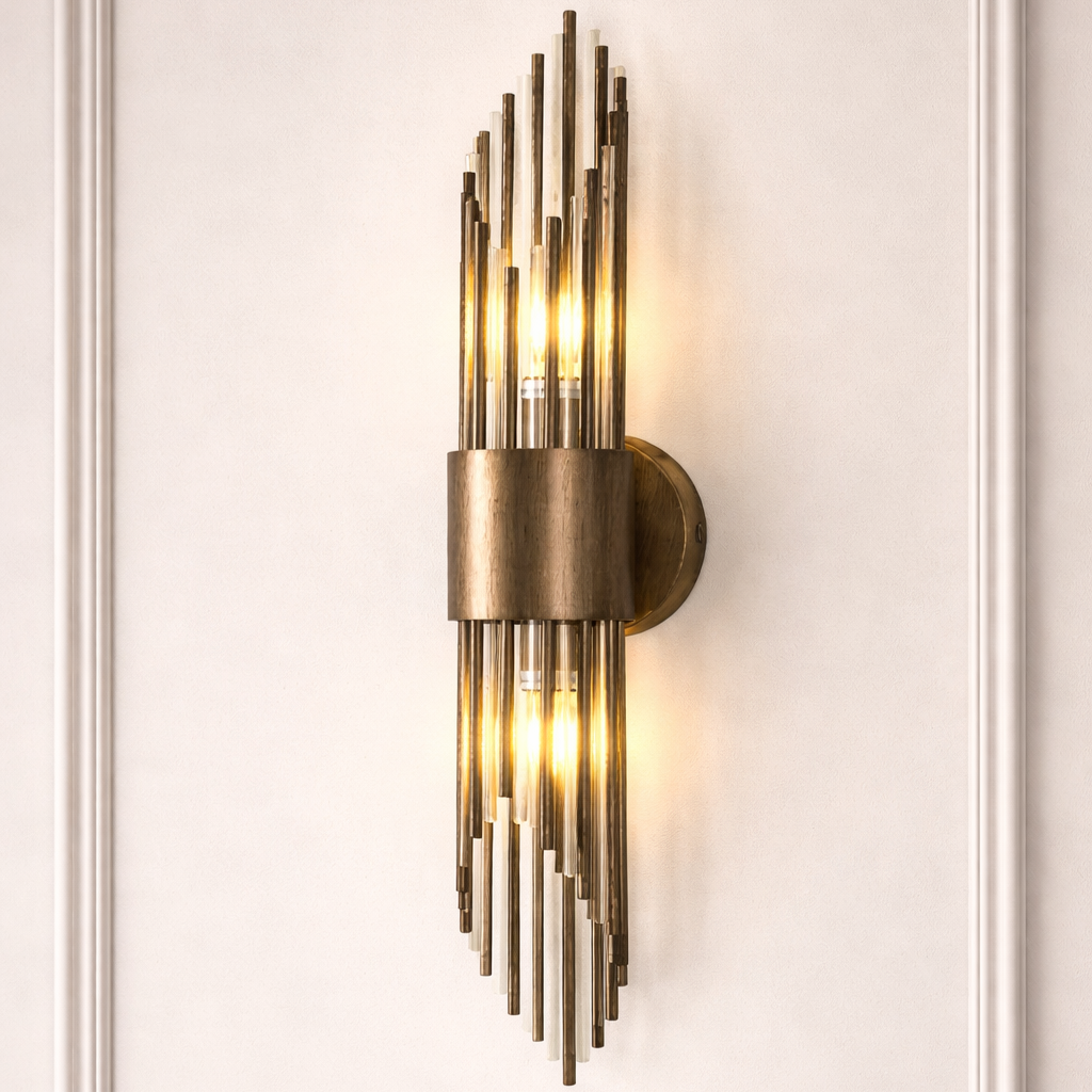 Alness Antique Gold Glass Wall Light by RV Astley