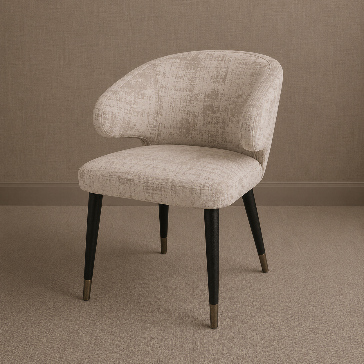 Arrone Wood & Luxe Mushroom Fabric Chair by RV Astley