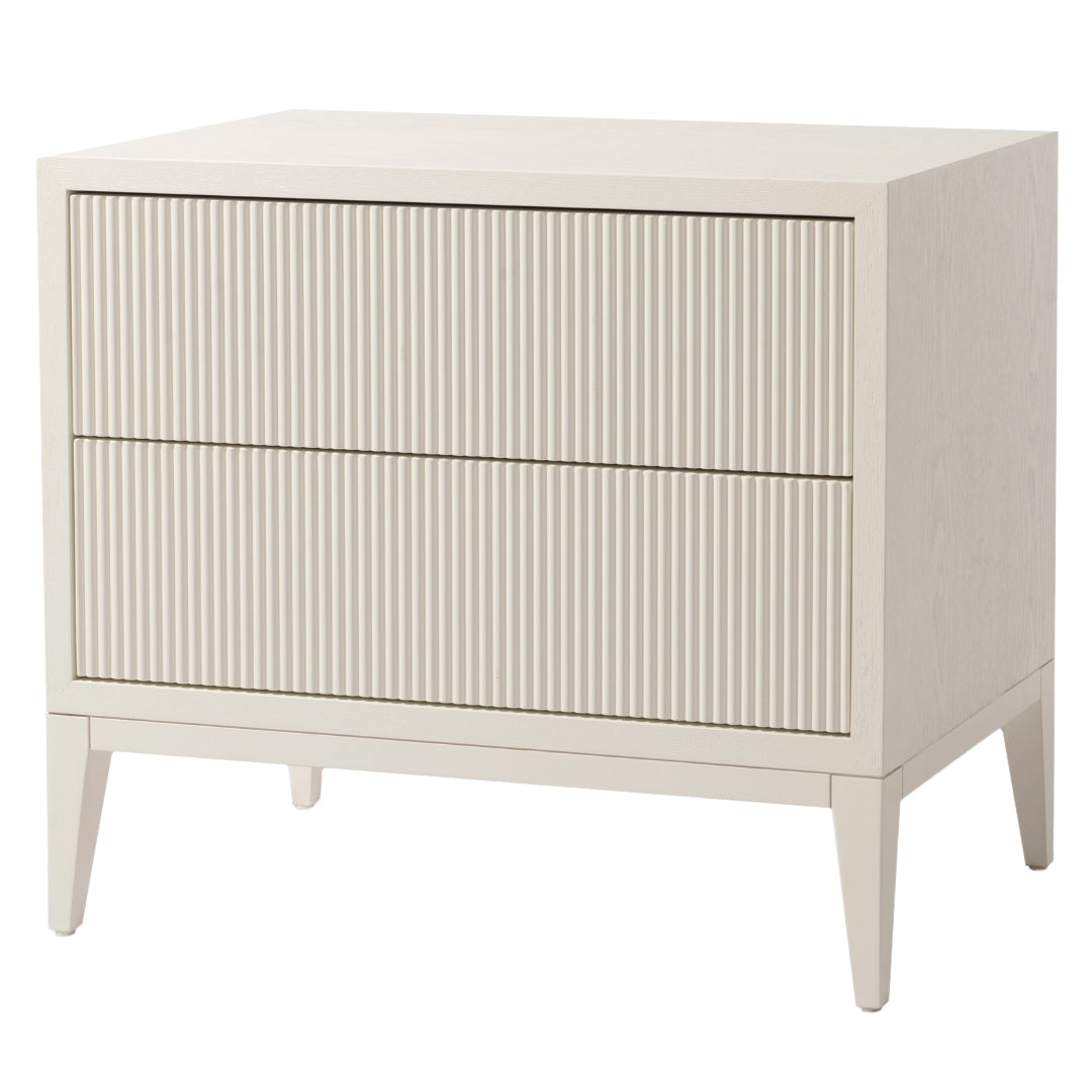 Amur White Finish Wide Bedside Table by RV Astley