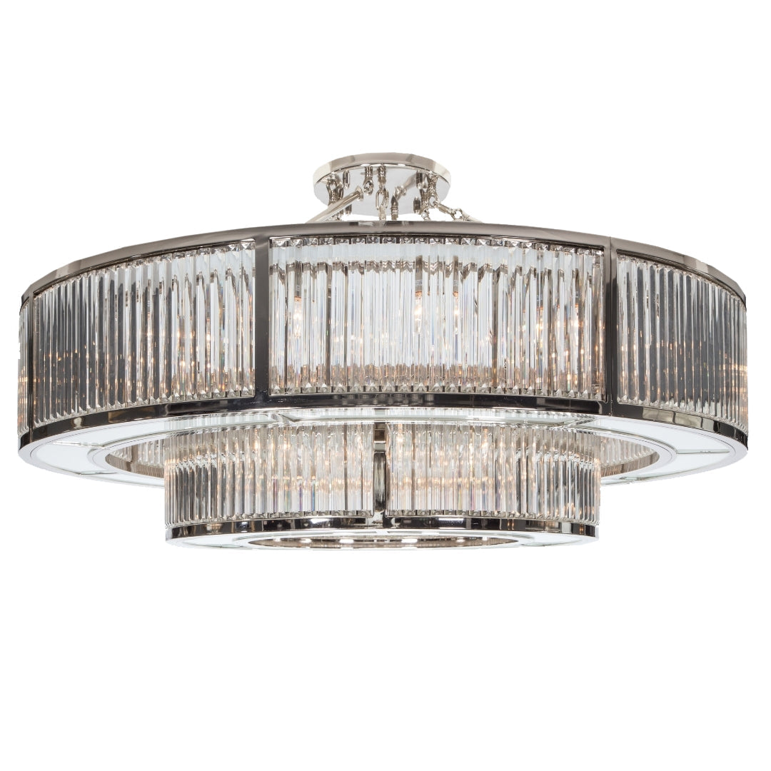 Garnet Nickel Two Tier Crystal Chandelier by RV Astley