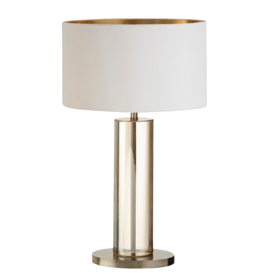 Lisle Tall Cognac Crystal & Metal Table Lamp by RV Astley