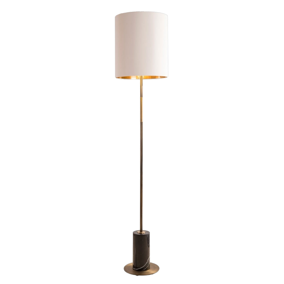 Maxone Antique Brass & Black Marble Floor Lamp by RV Astley