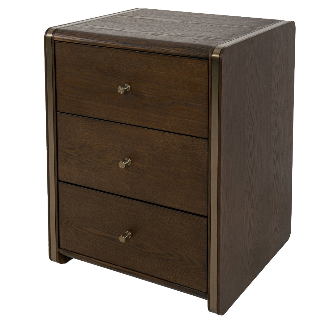 Kime Bedside Table Chocolate Wood 3 Drawer by RV Astley