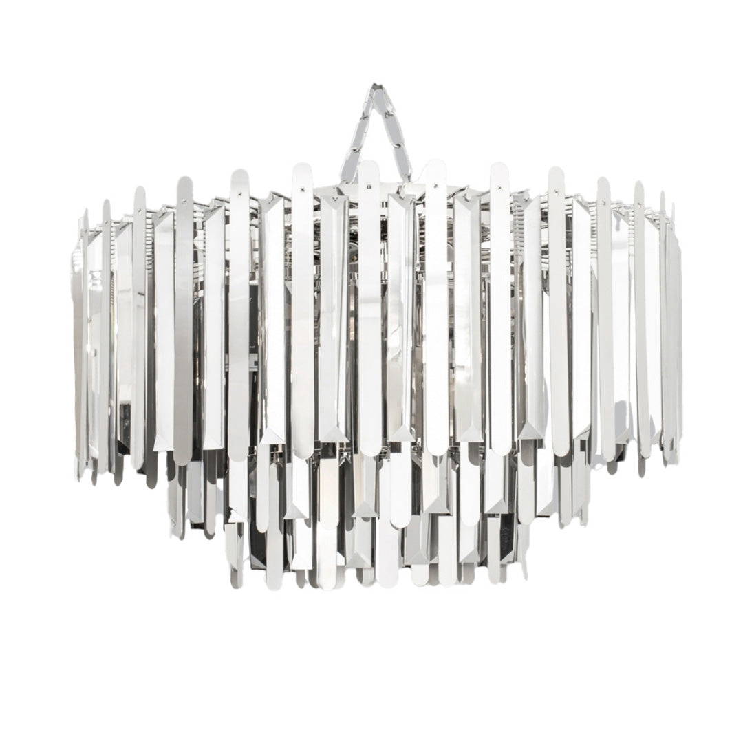 Mabel Polished Nickel & Smoked Crystal Flush Ceiling Light - 70cm by RV Astley