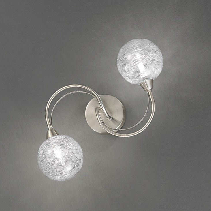 Gyro Satin Nickel 2 Light Glass Wall Light – Decor Lighting