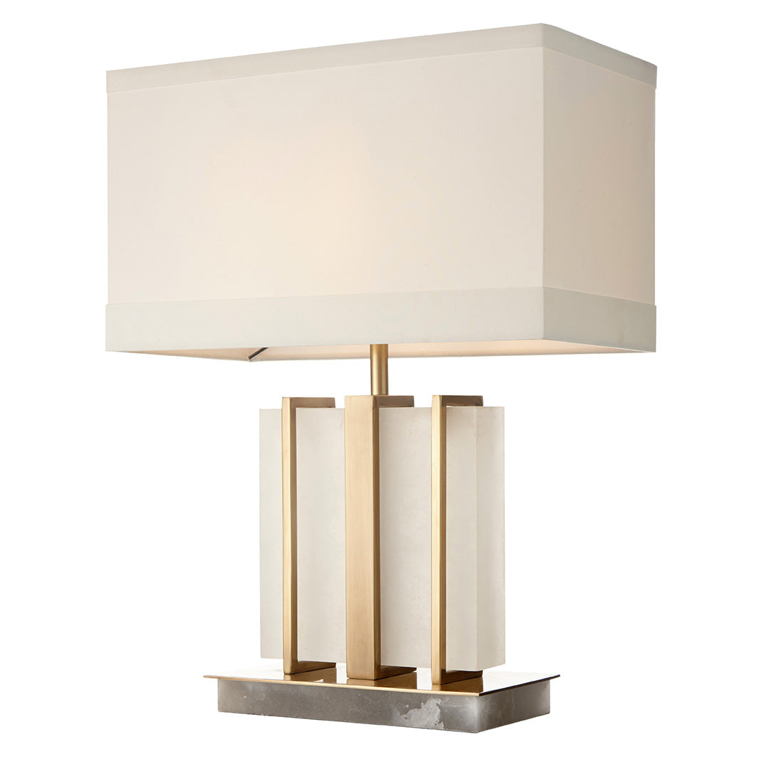 Kelcie Antique Brass & White Marble Table Lamp by RV Astley