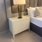 Amur White Finish Wide Bedside Table by RV Astley