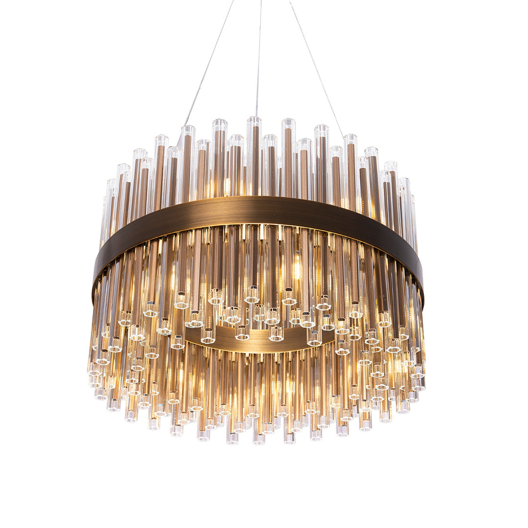 Colmar Antique Brass Chandelier with Glass Tubes - 60cm by RV Astley
