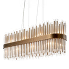 Colmar Antique Brass Long Chandelier with Glass Tubes by RV Astley