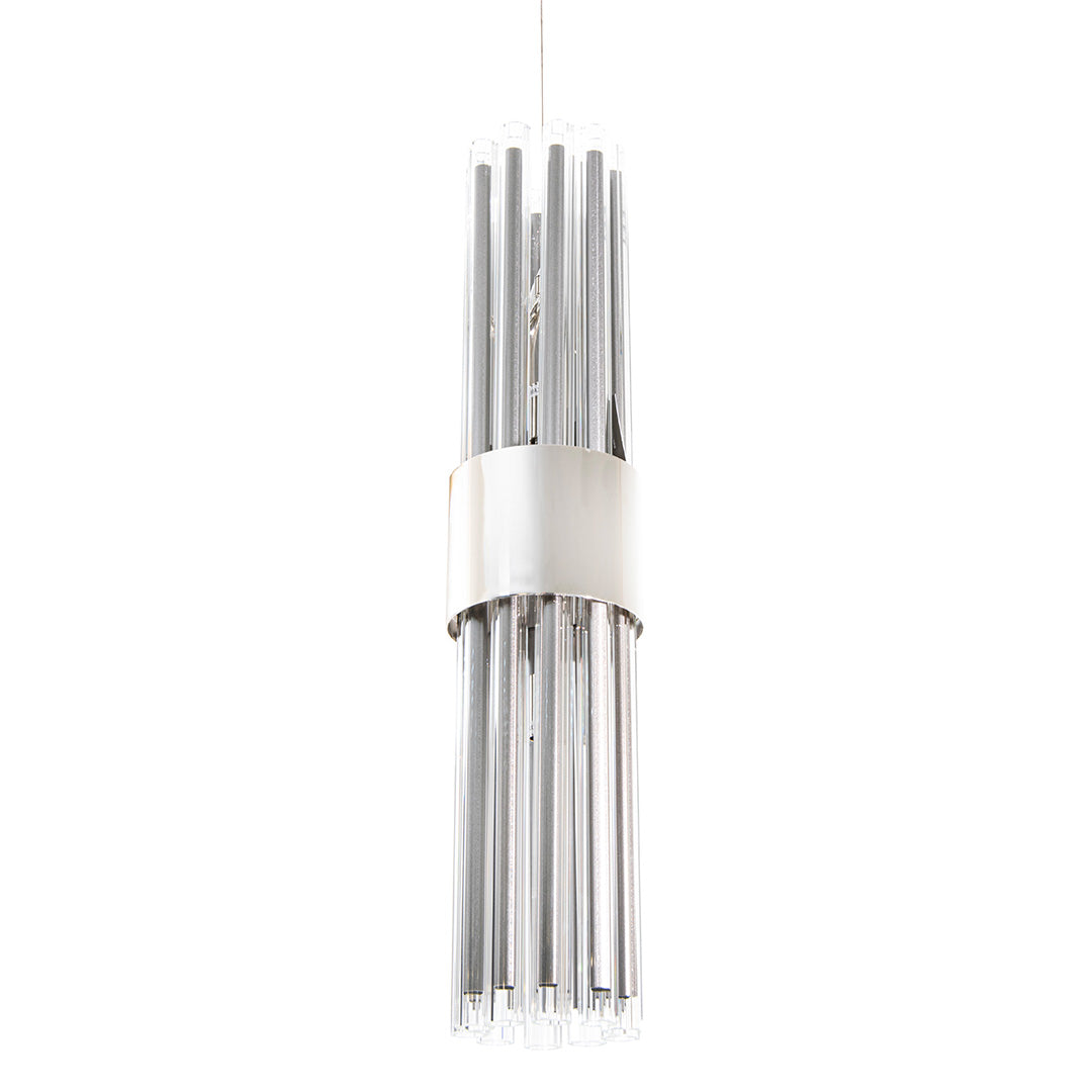 Colmar Nickel & Clear Glass Rods Single Pendant Light by RV Astley