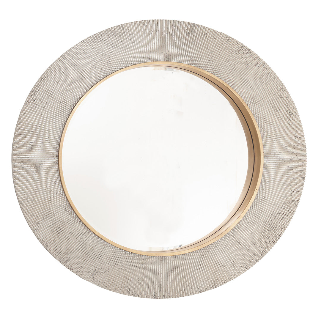Edvin Brass & Champagne Silver Finish Wall Mirror by RV Astley