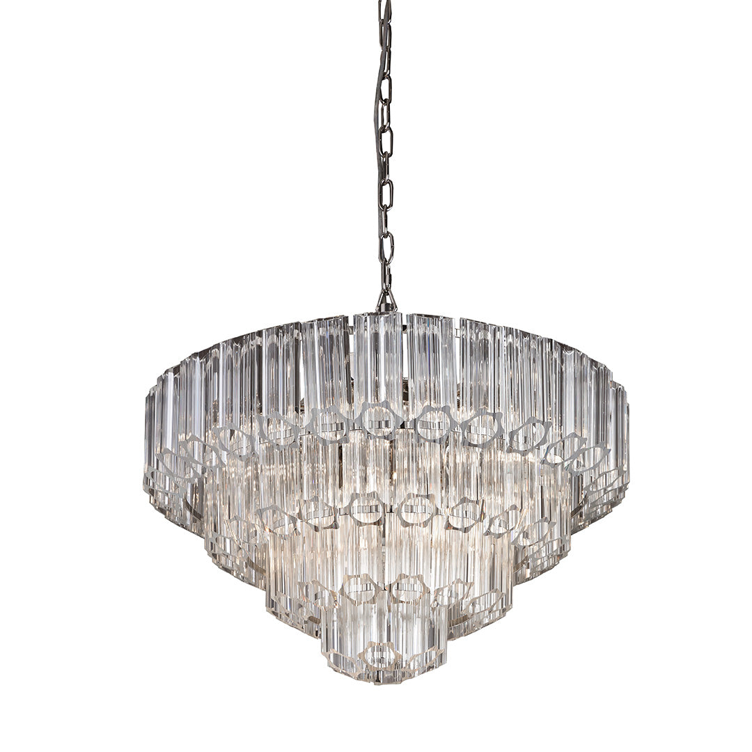 Nasser Nickel & Glass Large Glass Chandelier by RV Astley