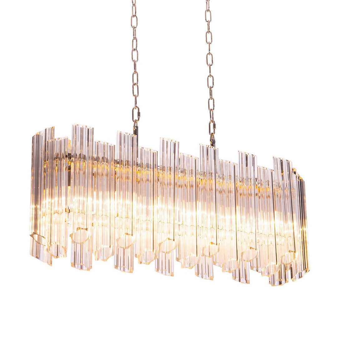Nasser Long Nickel & Glass Chandelier by RV Astley