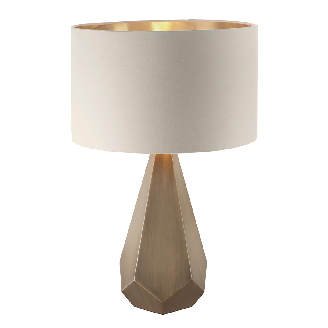 Agato Antique Brass & Soft Latte Table Lamp by RV Astley