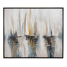Sails Black, Gold, Silver, Blue & Neutral Canvas by RV Astley