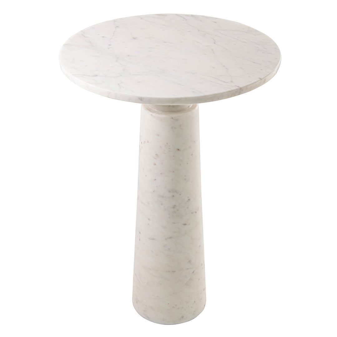 Vilaine White Marble Side Table by RV Astley