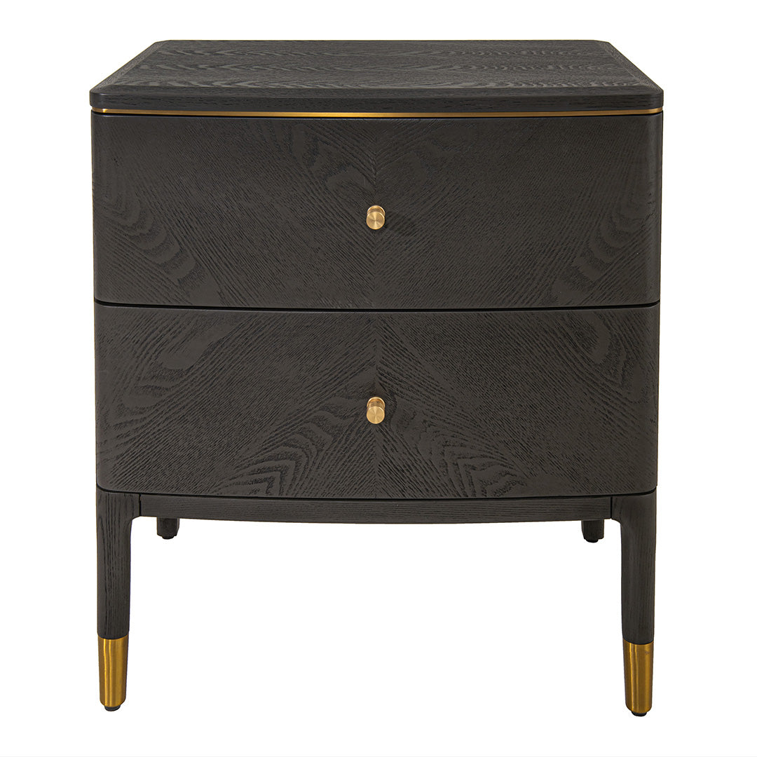 Vancent Dark Grey & Brass 2 Drawer Side Table by RV Astley