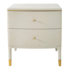 Vancent Off White & Brass 2 Drawer Side Table by RV Astley