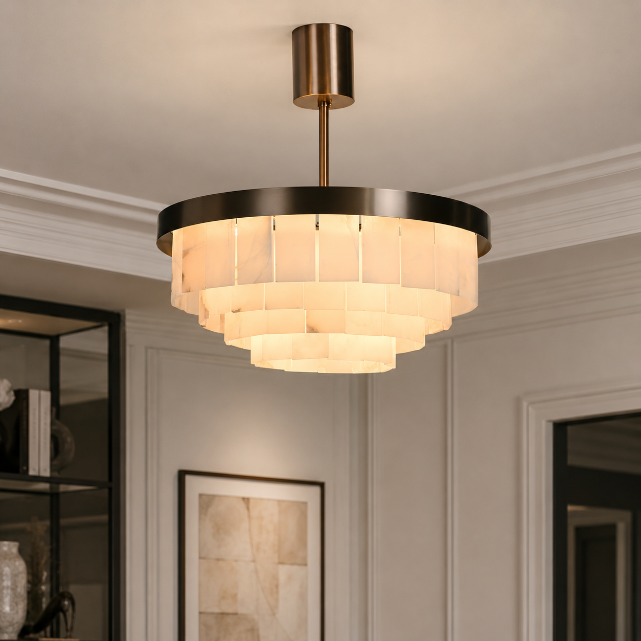 Mayfair Bronze & Alabaster Pendant 60cm by Luxe Collection