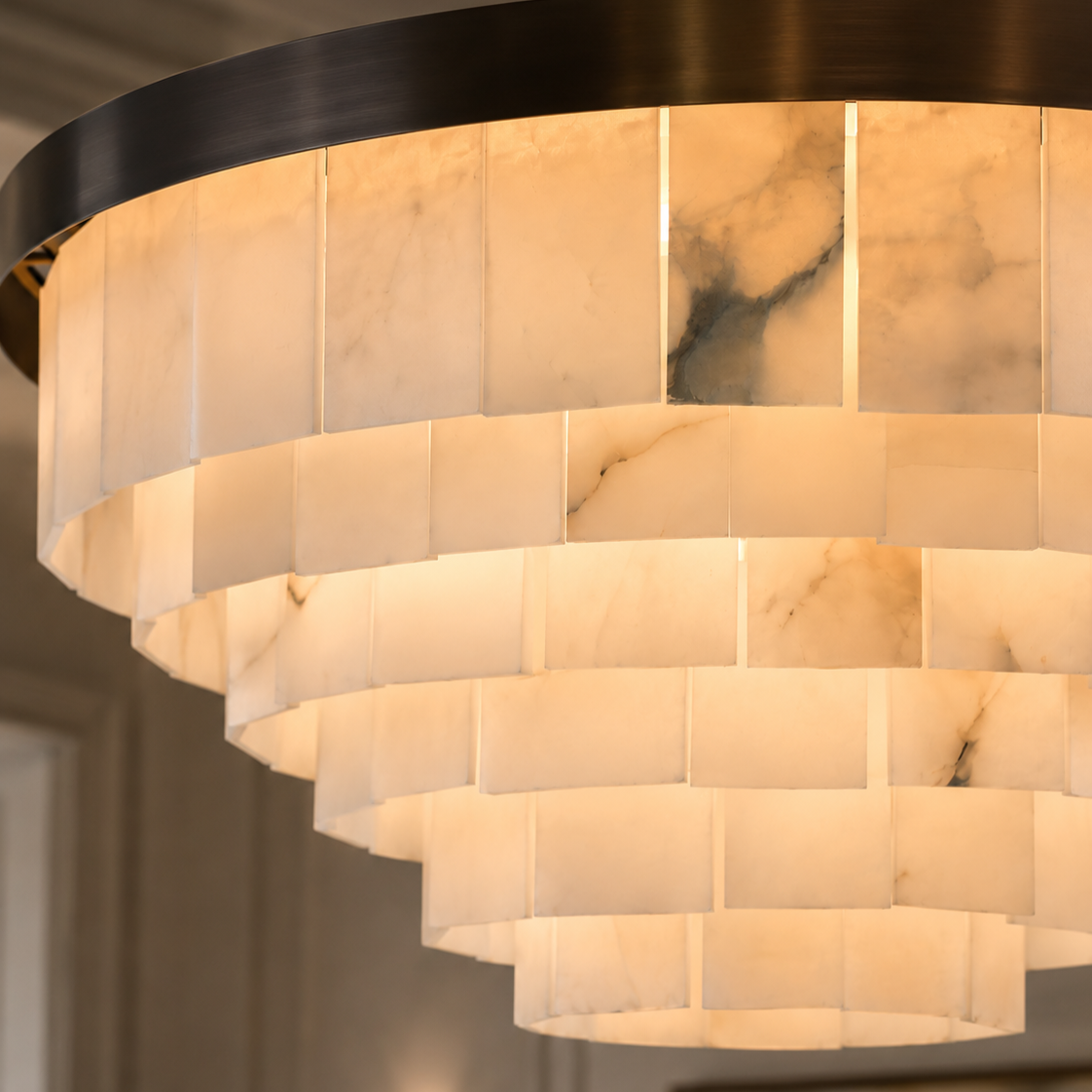 Mayfair Bronze & Alabaster Pendant 80cm by Luxe Collection