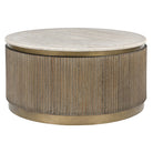 Maigue Brown Wood Coffee Table with White Marble Top by RV Astley