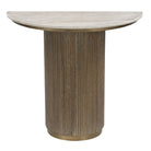 Maigue Brown Wood Console Table with Marble Top by RV Astley