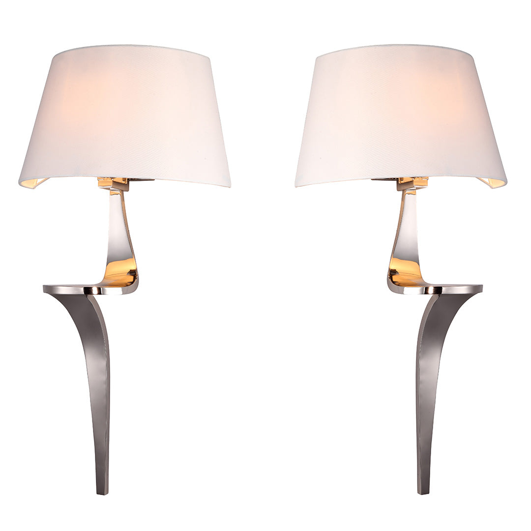 Enzo Polished Nickel & White Fabric Shade Wall Light by RV Astley