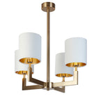 Ealga Antique Brass & 4 White Shade Pendant Light by RV Astley