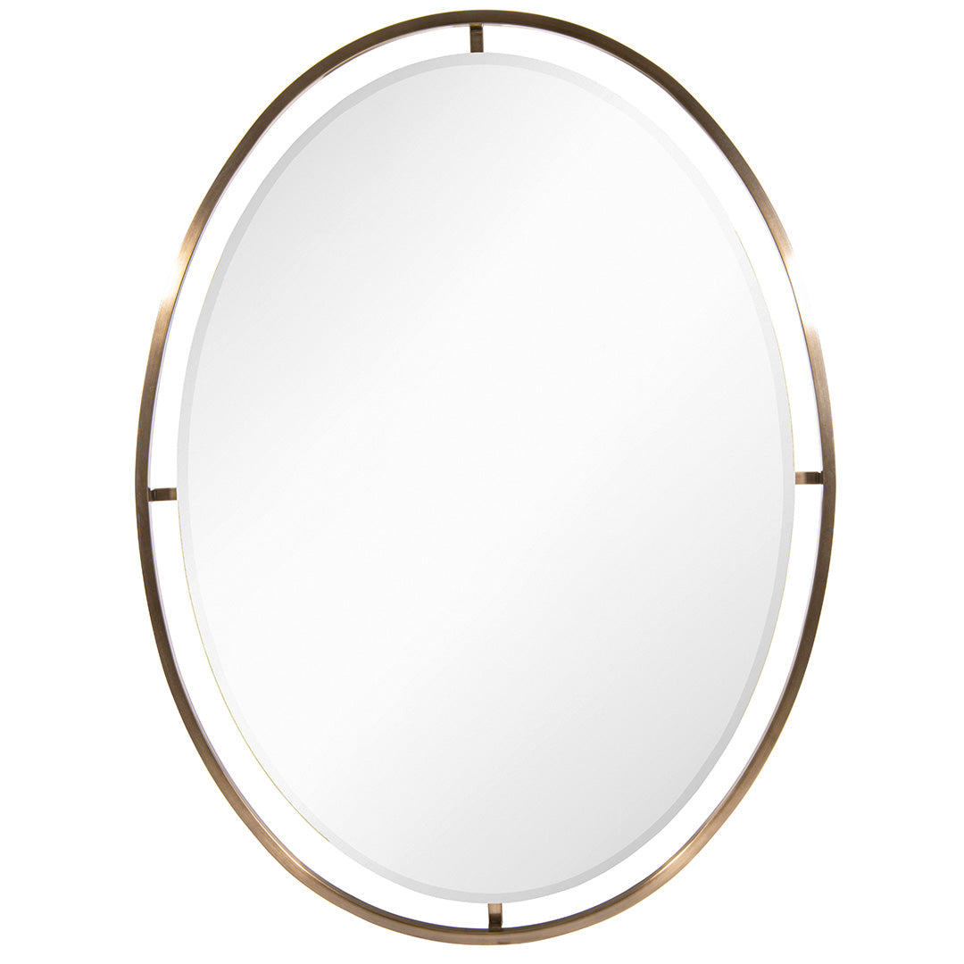 Gordone Dark Antique Brass Finish Oval Mirror by RV Astley