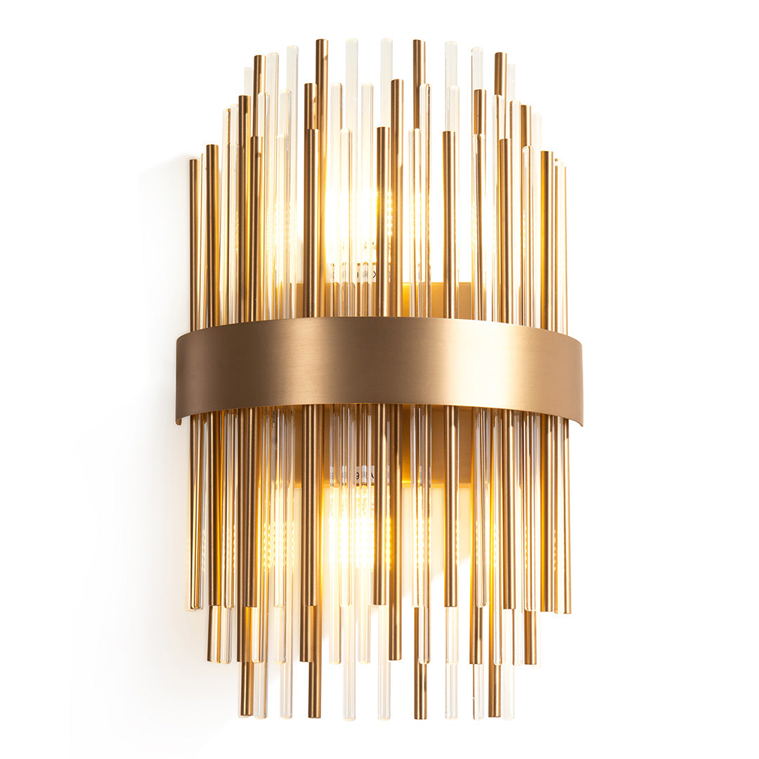 Freya Antique Brass & Glass Rod Wall Light by RV Astley