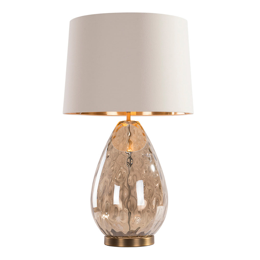 Riom Antique Brass & Cognac Glass Table Lamp by RV Astley
