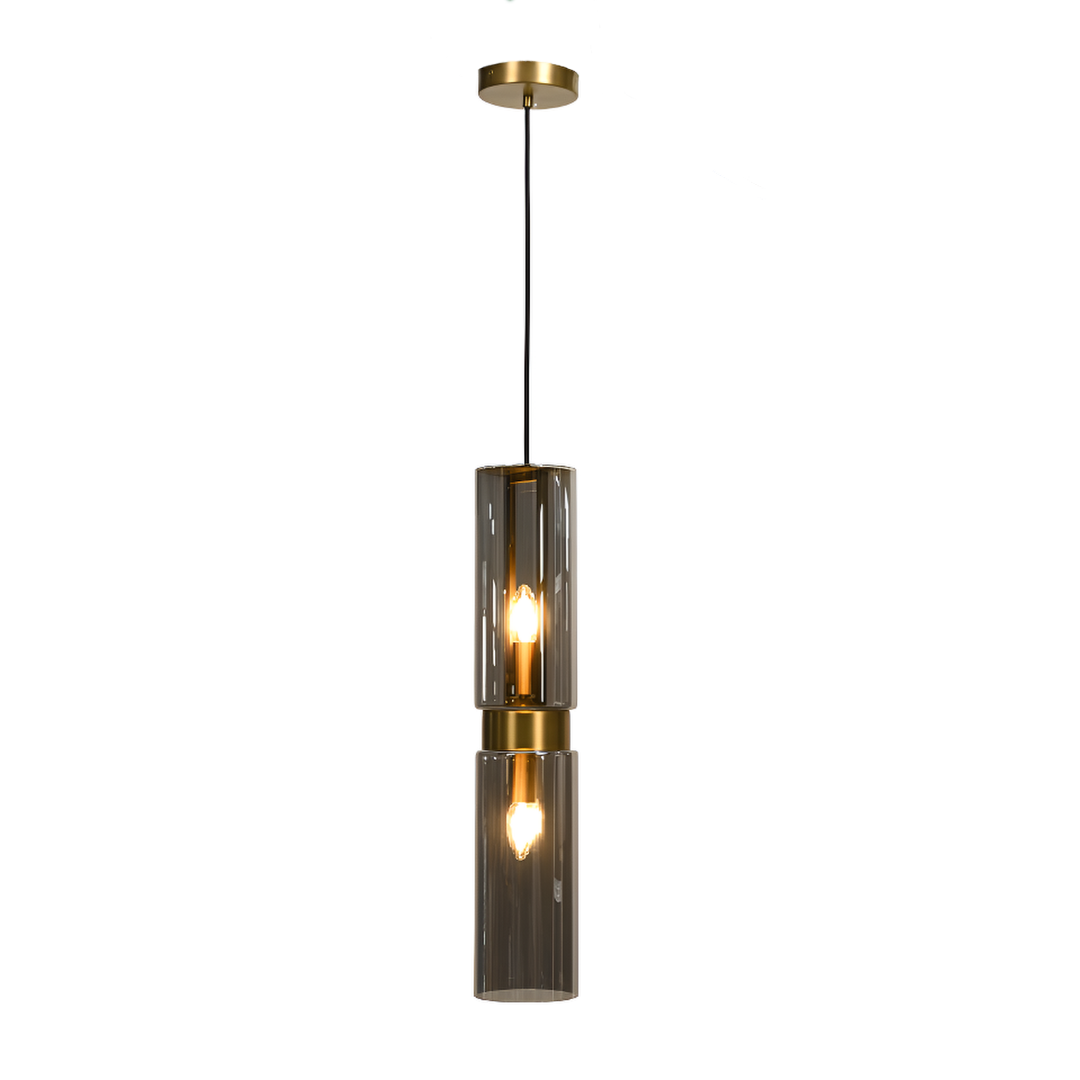 Revere Gold & Smoked Glass Single Pendant by Luxe Collection