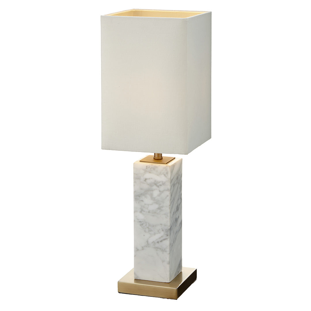 Micaela White Marble & Antique Brass Table Lamp by RV Astley
