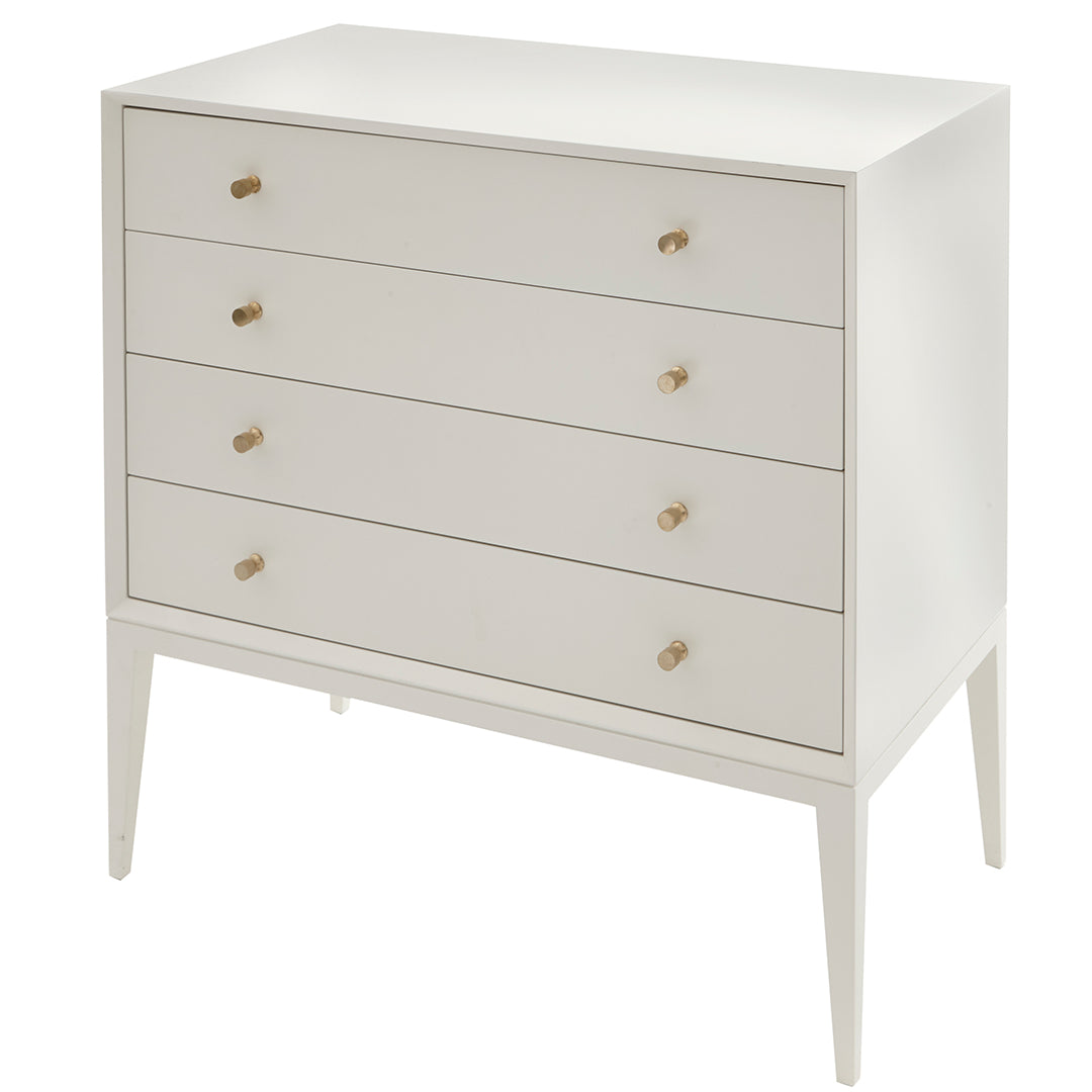Celaine White Painted Wood Chest Of Drawers with Gold Handles by RV Astley