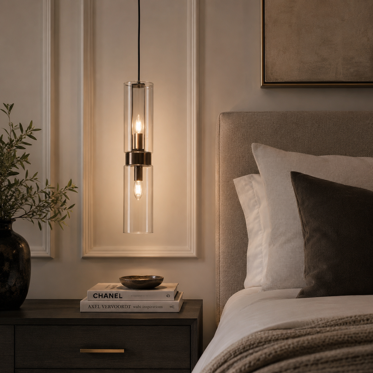 Revere Bronze & Clear Glass Single Pendant by Luxe Collection