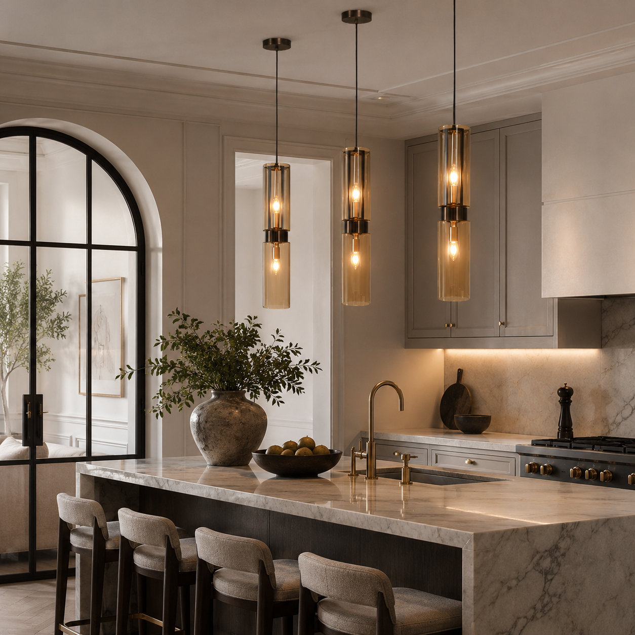 Revere Bronze & Smoked Glass Single Pendant by Luxe Collection