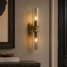 Revere Wall Light in Gold with Smoked Glass Light Shades by Luxe Collection