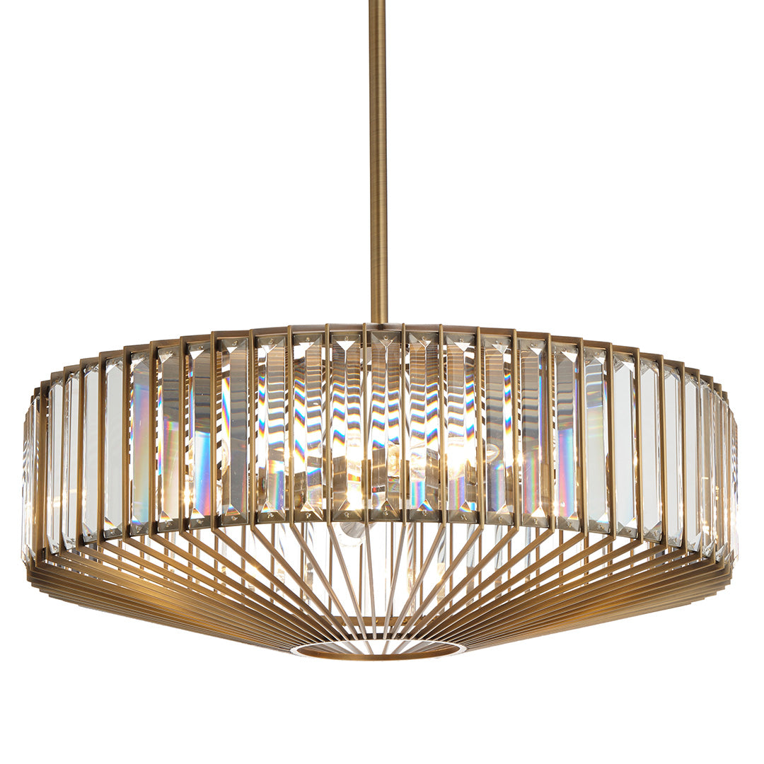 Aprica Antique Brass & Crystal Pendant Light by RV Astley